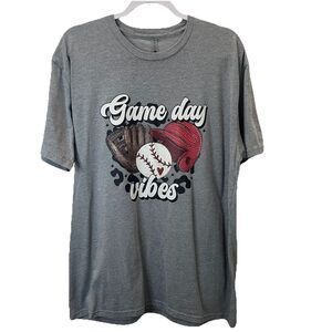 Next Level Gameday Vibes Baseball Graphic Tee Shirt Womens Size XL Gray